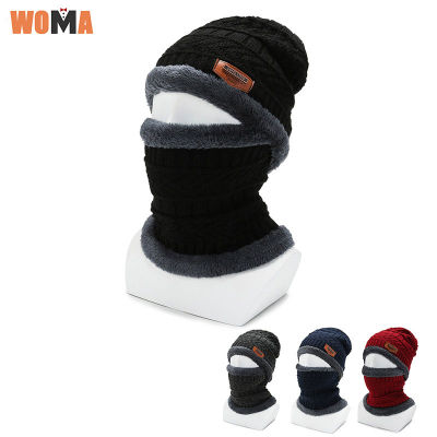 WOMA  หมวกไหมพรมสำหรับผู้ชาย,หมวกกันหนาวถักใส่เพื่อการป้องกันหูเวลาขี่จักรยานแบบหนาหมวกผ้าฝ้าย