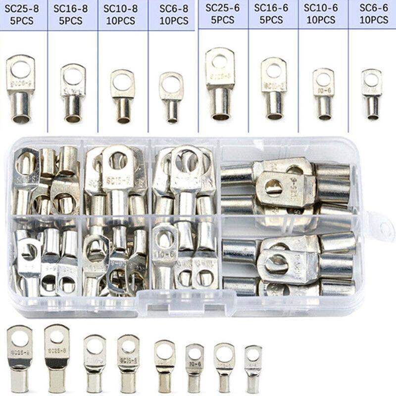 60pcs Electrical Wire Copper Lug Battery Cable Ring Connector Terminal
