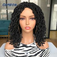 Dreadlock Faux NuLocs Short Hair Afro Curly Synthetic Wig Black Brown Glueless ids Hair Side Part For Black Women Daily Party