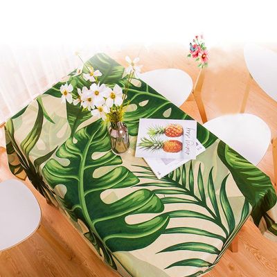 waterproof Table cloth Rectangular Pastoral style Tropical Plants Printed Tablecloth Home Decor Elegant Table Cover