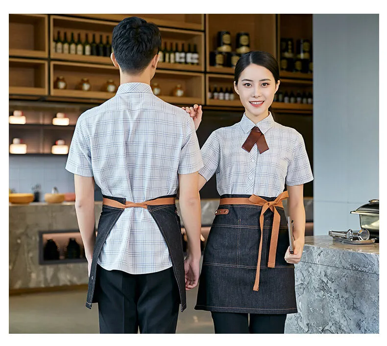 Longlier Hotel Waiter Delivery Work Clothes Short Sleeve Restaurant and Cafe  Milk Tea Shop Staff Clothing Apron Summer | Lazada