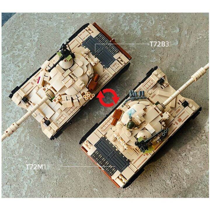 2ใน1แบบทหาร-wwii-t72b3-t72m1หลักรถถังประจัญบานเครื่องประดับสะสมบล็อกตัวต่ออิฐของเล่น