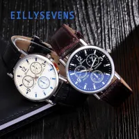 {Miracle Watch Store} นาฬิกา Eillysevens ผู้ชายแฟชั่นนาฬิกาสายหนังควอตซ์ธุรกิจง่ายๆสำหรับ Gratis Ongkir Reloj Hombre