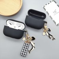 ❡☜卐 Hot Black Silicone Cases for AirPods Pro 2 Case Bluetooth Earphone Case for AirPods 3/2/1 Cover With Cute Whale Moon Keychain