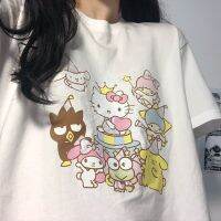 COD Korean Style Oversized Cute Cartoon Hello Kitty Printed Loose Short SleeveTT-shirt Womens