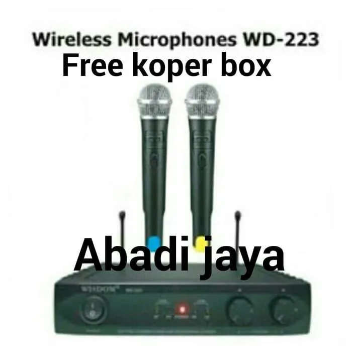 Mic wireless wisdom wd 223+ free koper box sedia mic bluetooth