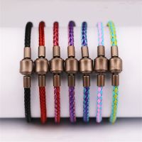 Hand Rope Leather Rope Wire Rope Buckle Bracelet Can Wear Transfer Beads Men And Women 39;s Birth Year Hand Rope Red Rope