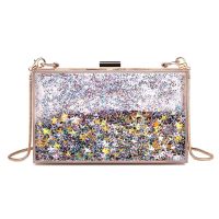 【YD】 Transparent Rectangular Quicksand Clutch Evening Shoulder star Purse Handbag