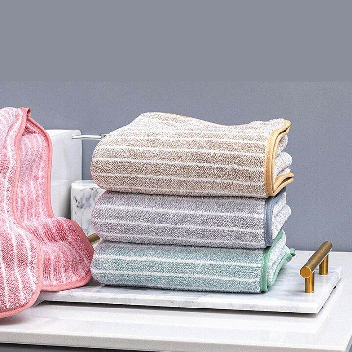 1pc-34x75cm-coral-velvet-striped-thickened-soft-absorbent-bathroom-adult-hand-towel