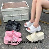 ☽∈❡ yheb SUNNYCOLOR รองเท้าแตะ รองเท้าแตะผู้หญิง ความหนาพื้นรองเท้า 9 cm วัสดุเงา 2023 ใหม่ B28G0KT