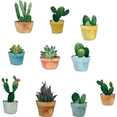 Cactus Potted Wall Wall Stickers for Bedroom Living room Wall Decor DIY PVC Wall Decals Office Decor Art Murals Home Decoration