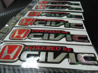 สติ๊กเกอร์เทเรซิ่นนูนอย่างดี คำว่า POWERED by HONDA 4WD CRV CIVIC DOHC VTEC MUGEN POWER ติดรถ แต่งรถ ฮอนด้า ทุกรุ่น sticker cr-v