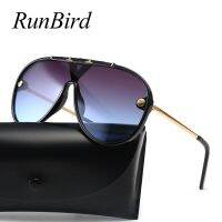 RunBird Oversized Pilot Sunglasses Women Men Classic Brand Designer Brown Black One Piece Sun Glasses Ladies Goggle UV400 5388