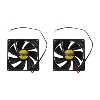 2X Black Plastic Square 9025 90 x 90 x 25mm DC 12V 0.25A Cooler Fan