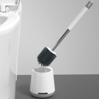 Toilet Bowl Brush and Holder Magic Silicone Bristles Toliet Scrubber Bathroom Cleaner Brush Floor Standing and Wall Mounted