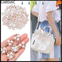 CARDIAC 10PCS ตัดเย็บเสื้อผ้า เครื่องประดับหมวก รูปดอกไม้ ปุ่ม Rhinestone คลิปหนีบหมวก กิ๊บติดผมไข่มุก กระดุมมุก