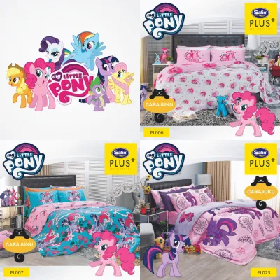 SATIN PLUS ชุดผ้าปูที่นอน 6 ฟุต (ไม่รวมผ้านวม) โพนี่ My Little Pony (ชุด 5 ชิ้น) (เลือกสินค้าที่ตัวเลือก) #ซาติน ผ้าปู ผ้าปูที่นอน ม้าโพนี่