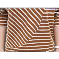 Womens Plus Size Blouse Korean Style Round Neck Loose Striped Long-sleeved T-shirt