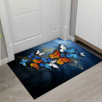 【cw】3D Nordic Butterfly Printing Hall Foot Mat Front Door Welcome Door Mat Washable Bathroom Non-slip Mat Porch Bedroom Mat 40x60cm ！