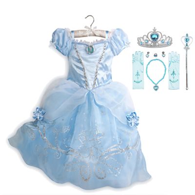 Cinderella Dress Girls Cosplay Cinderella Costume and Princess Accessories Kids Birthday Party Christmas Evening Dress