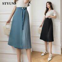 Pleated Irregular A-Line Womens Skirt 2022 Summer Korean Fashion Casual Button Knee-Length Skirts Woman clothes