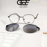 ?กรอบแว่นตา GEZE 1ClipOn รุ่น RY1026-4 เต็มกรอบสีเทาเข้ม ฟรี คลิปออนกันแดดสีดำ Polarized เปลี่ยนเป็นแว่นตากันแดด ป้องกันแสงแดด รังสี UV