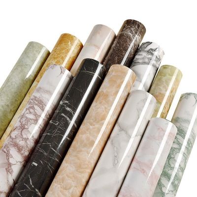 【CW】 Oil-proof Marble Adhesive Wallpaper Vinyl Film Wall Stickers Bedroom Cupboard Improvement