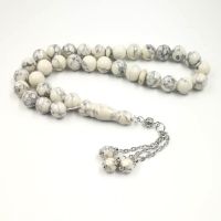 Musulmano Tasbih Bianco Turchese 33 Perline Di Preghiera Islamica Regalo Di Pietra Naturale Rosario