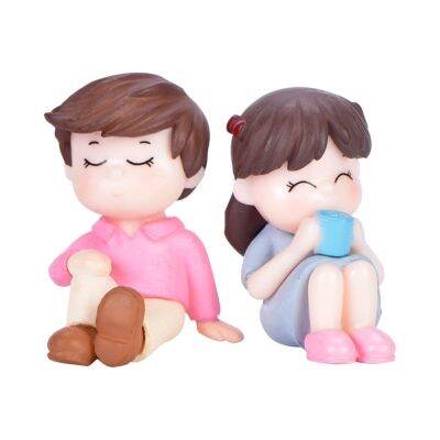 Sanwood®2Pcs น่ารัก Lover คู่ตุ๊กตาแอคชั่น Micro Landscape Decor ตุ๊กตาของขวัญ