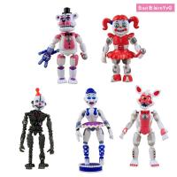 BASILBLA ของขวัญของเล่น FNAF ฝันร้าย 5 ชิ้น/เซ็ต อะนิเมะอุปกรณ์ต่อพ่วง ของเล่นฟิกเกอร์ เฟรดดี้แบร์ กระต่าย บอนนี่ แอ็คชั่นฟิกเกอร์ โมเดลสะสม Five Nights at Freddyand#39;s หุ่นจำลอง