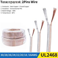 2M/20M Electrical Wire 2 Pins Transparent Cable 30 28 26 24 22 20 18 16 AWG UL2468 Clear PVC LED Strip Audio Extension Cord