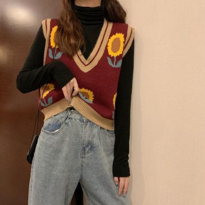 Woman Sweaters Pull Hiver Retro Set Female Autumn and Winter Knitting Two-Piece Vest Set Femme