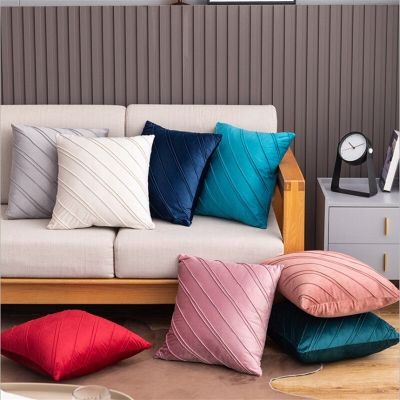 55x55cm/45x45cm Fashion Striped Velvet Embridery Cushion Cover Beige Grey Blue Simple Pillow Cover Bedroom Home Decorative Pillow Cases
