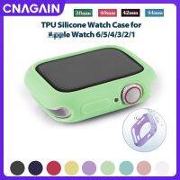 CNAGAIN ฝาครอบสำหรับนาฬิกา Apple 8 7 6 SE 5 4 3 2 1เคสสำหรับชุดสมาร์ทวอท์ชบัมเปอร์38มม. 40มม. 41มม. 42มม. 44มม. 45มม. สายป้องกันสีลูกอม TPU ที่แว่นตาแฟชั่นกรอบชนิดบางมากมาก