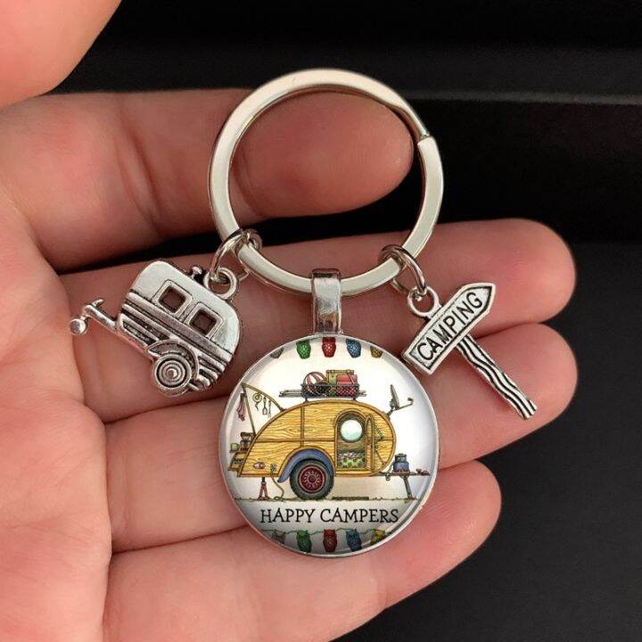 new-cute-camper-wagon-keychain-i-love-camping-keychain-trailer-road-sign-keychain-holiday-travel-souvenir-gift