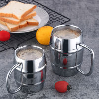 Stainless Steel Beer Mug Portable Double Wall Travel Coffee Milk Mixing Cup with Handle Creative Thermal Drinkware Tableware