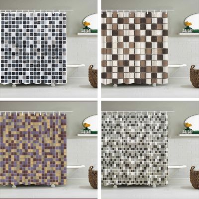 Baltan HOME LY1 Mosaic Tile Lattice Influencer Bathroom Storage Cleaning Shower Curtain Thickened Dirt-Resistant Waterproof Polyester Shower