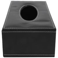 Car Home Rectangle Shaped Faux Leather Case Paper Tissue Box Holder Black