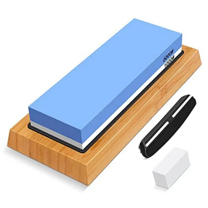 Sharpening Stone Whetstone Set 2 Side Grit 1000/6000, Knife Sharpening