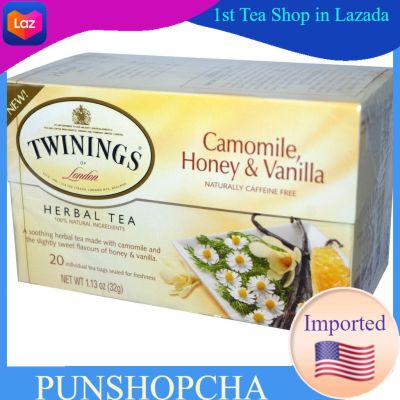 Twinings, Herbal Tea, Camomile, Honey &amp; Vanilla, Caffeine Free, 20 Individual Tea Bags💚พร้อมส่ง💜 ชาสุขภาพ​ ชาทไวนิงส์​