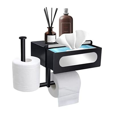 Toilet Paper Holder No Drilling Required with Wet Wipe Box for Bathroom, Kitchen