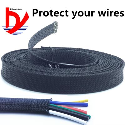 【CW】 Insulated Braid Sleeving 4/6/8/10/12/16/20/25/30/40/50mmTight PET Wire Cable Protection Expandable Sleeve