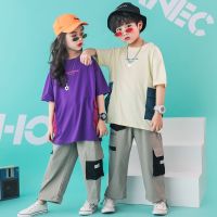 [COD] boy hip-hop loose handsome girl short-sleeved childrens hiphop performance suit tide