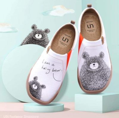 UIN Fashion Retro Cute Cartoon Animal Bear Womens Shoes Sports Art Casual Leather Travel Shoes BE WITH YOU