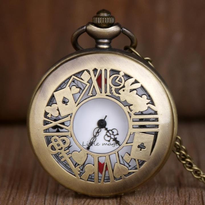 แฟชั่นคลาสสิคควอตซ์นาฬิกาพกธีมหนังสำริดหน้าปัดนาฬิกาสีขาวของขวัญที่ดีที่สุดสำหรับผู้หญิง