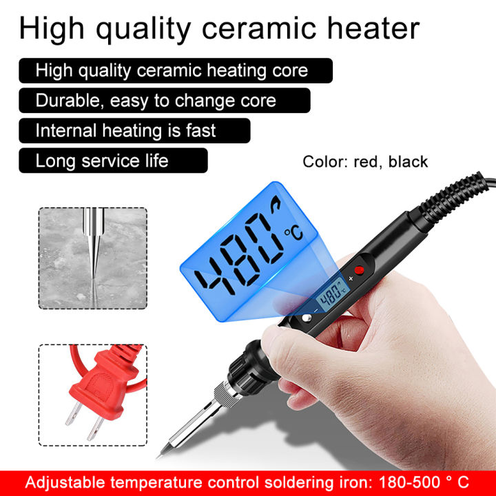 80W Soldering Iron Kit Adjustable Temperature Wire Stand Tip