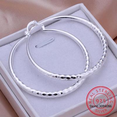 925 Sterling Silver Hip Hop Round Earrings for Women Large Circle 5.1cm Piercing Hoop Earring Dropship Suppliers