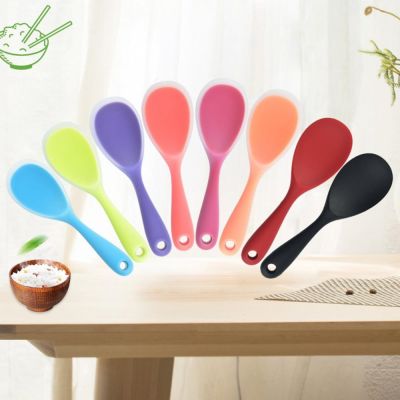 ▬ Heat Resistant Silicone Rice Spoon Solid Color Non-stick Meal Pot Pan Scoop Tableware Kitchen Cooking Tools Utensils