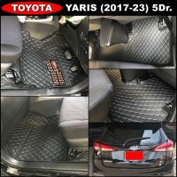 พรมปูพื้นรถยนต์ TOYOTA YARIS 5ประตู ปี2018-22 พรม6D หนานุ่ม สีดำล้วน 3ชิ้น