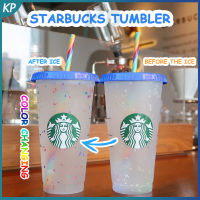 Starbuck Confetti สีถ้วยเย็น Menukar Starbuck Tumbler Plastik Boleh Digunakan Seglaan Tudung Kole4wd Musim Panas Berkilauan